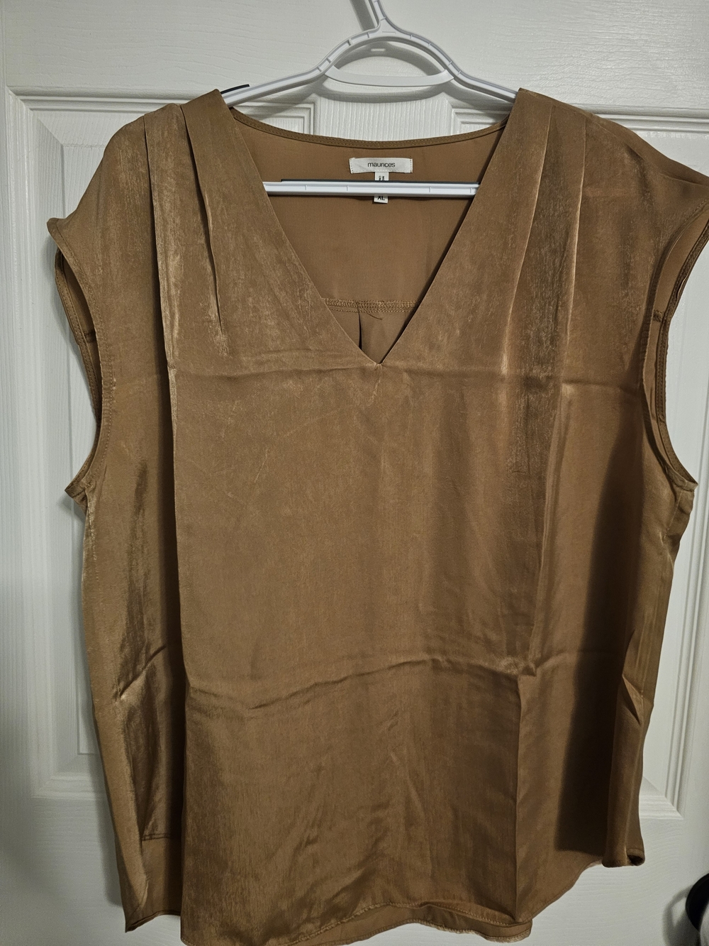 Maurices Brown V-Neck Sleeveless Satin-Look Top